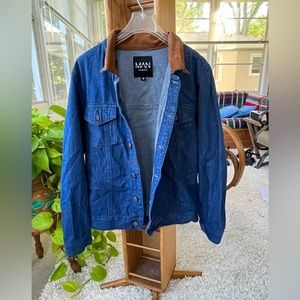 Boohoo Man Denim Jacket with‎ Brown Collar